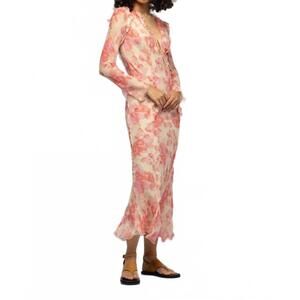 NEW MAX&MOI razia long flower print maxi dress with ruffles in coral